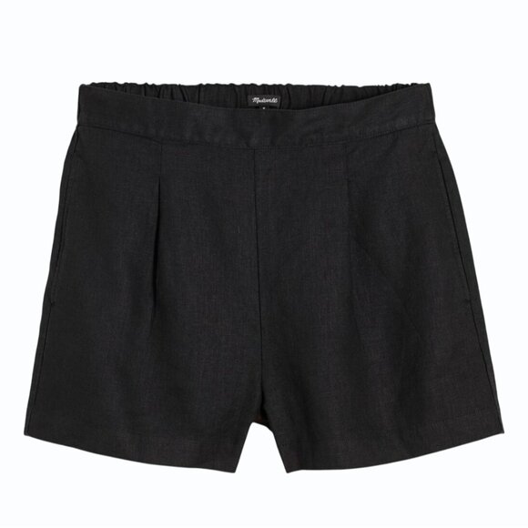 Madewell Clean Pull-On Shorts 100% Linen Black Plus Size 3X Lagenlook Beachy - Picture 1 of 12